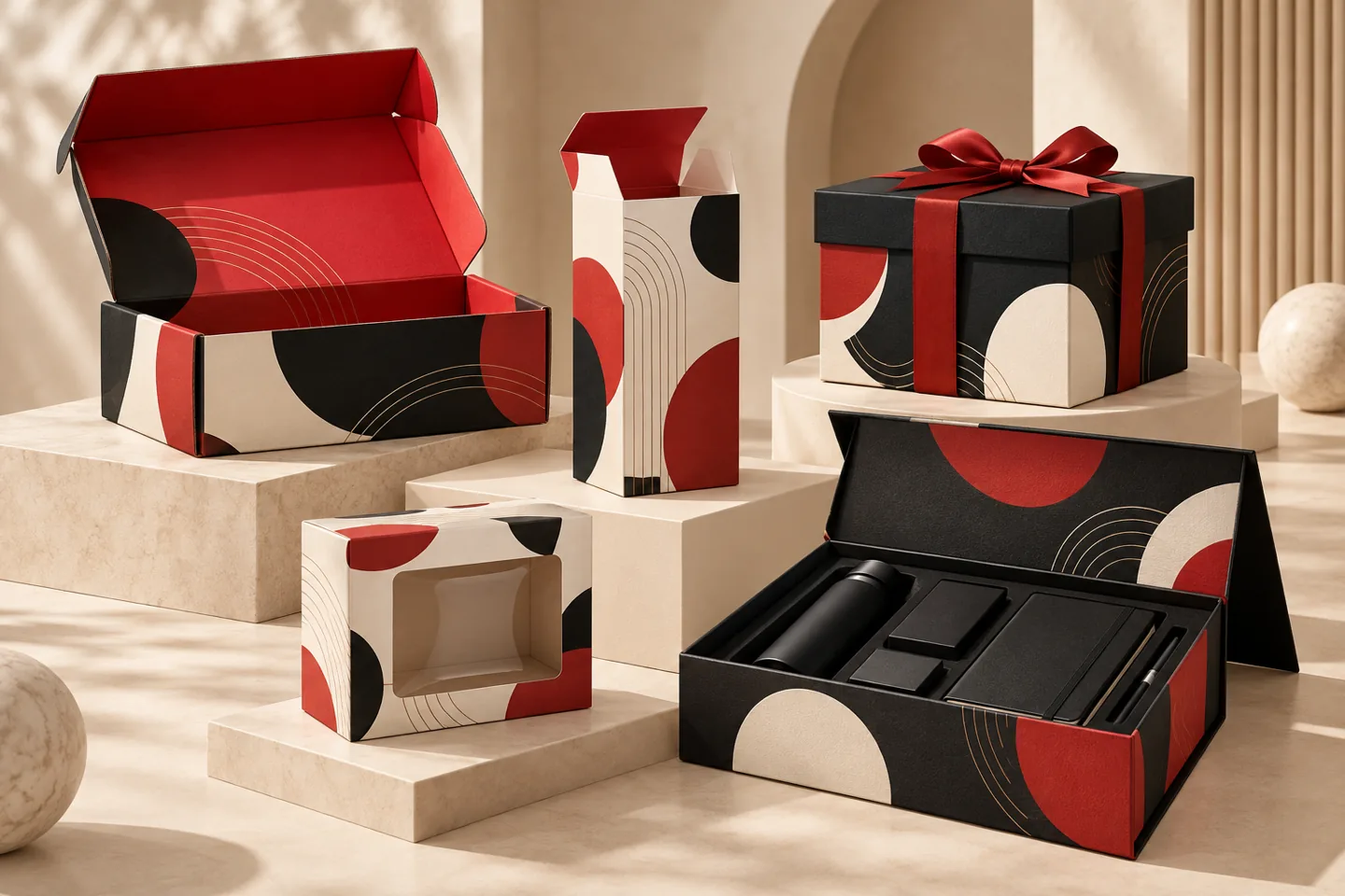 Composición ilustrativa: Cajas de cartón personalizadas
